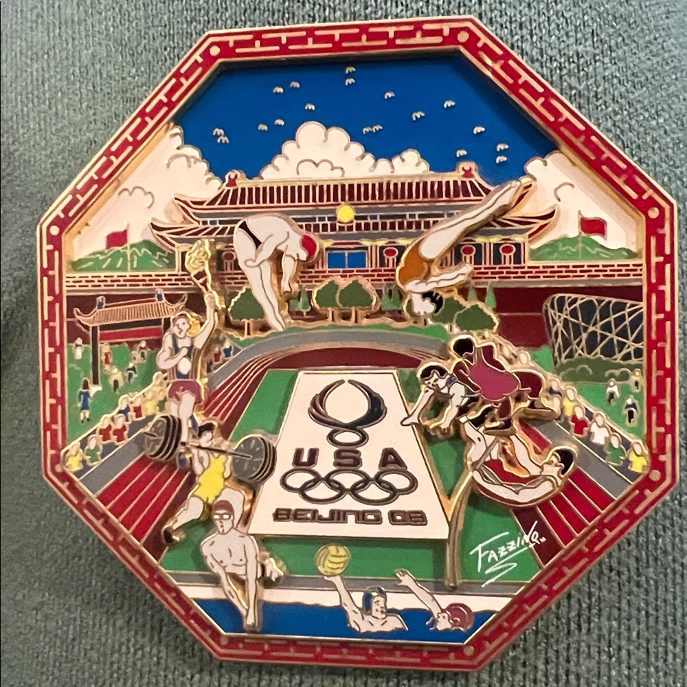 2008 Olympic Charles Fazzino Pin and Autographed Box